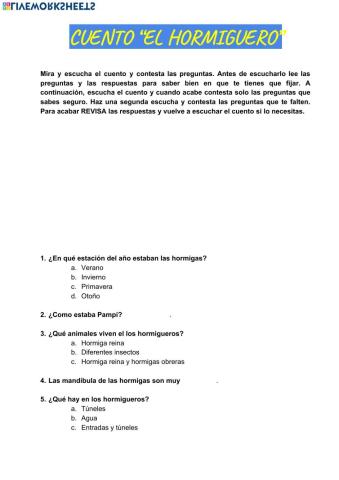 Cuento El Hormiguero