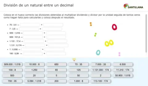 División de un natural entre un decimal