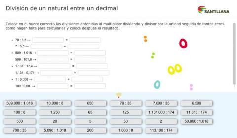 División de un natural entre un decimal
