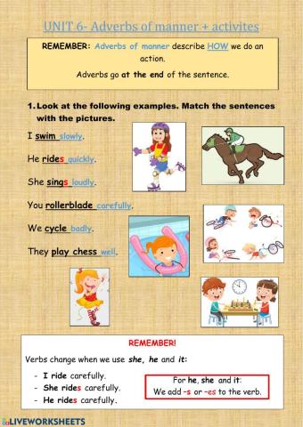 Adverbs of manner + Activities