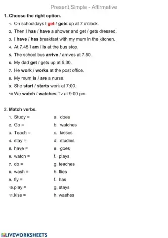 Simple present tense-Affirmative and negative form