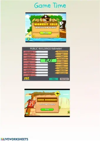 Grade 7 Unit 8 Public Buildings Game Time