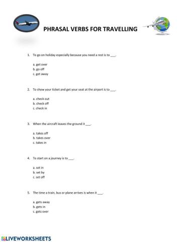 Phrasal verbs travelling