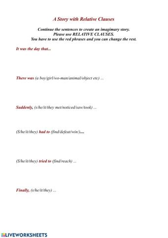 Story with relative clauses