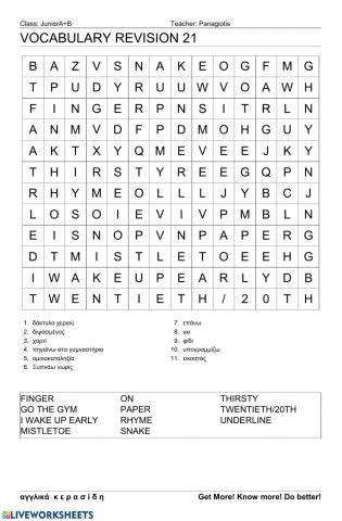 Junior Wordsearch 21