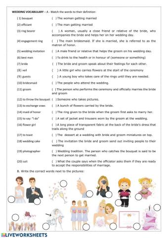 Wedding vocabulary