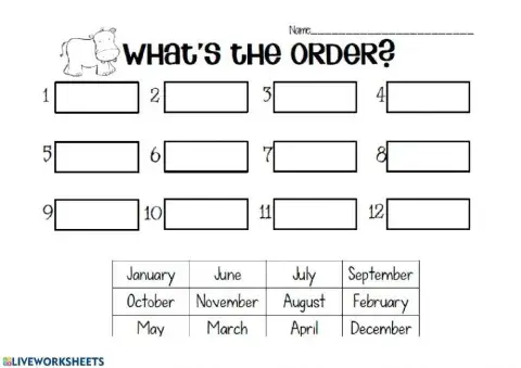 Months of the year - Days of the week