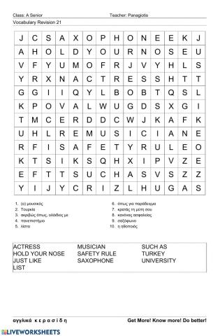 Asenior Wordsearch 21