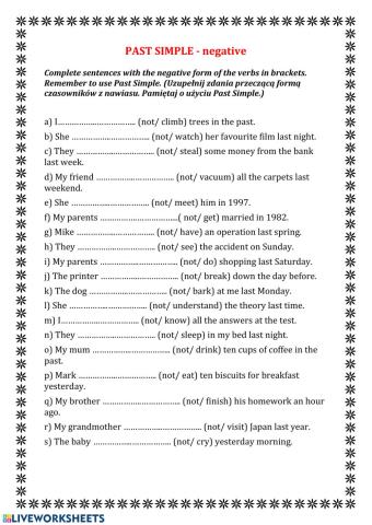 Past Simple negative
