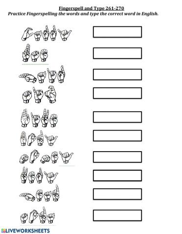 Fingerspell and type 261-270