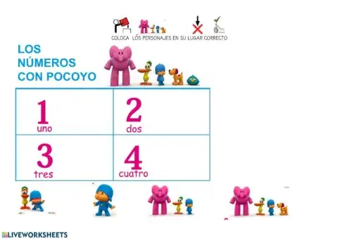 Cuenta y coloca cada conjunto