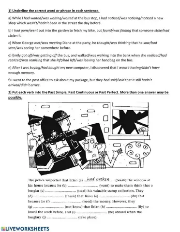 Past Simple - Past Continuous - Past Perfect