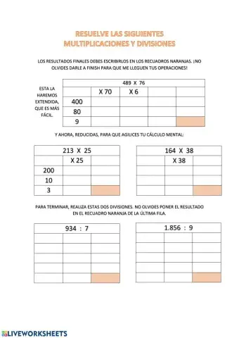 Multiplicación y división ABN