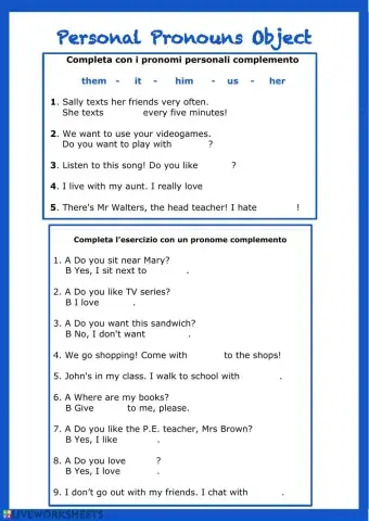 Personal Pronouns Object