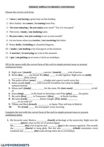 PresentSimple vs Present Continuous