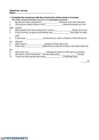 Adjectives -ed--ing