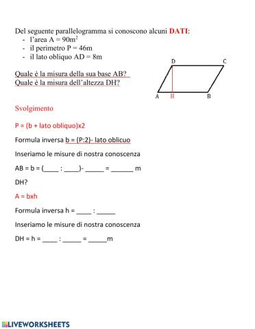 Problema con formule sul parallelogramma