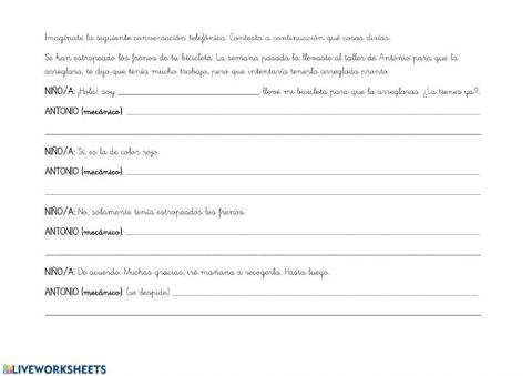 Imagina y completa la conversación