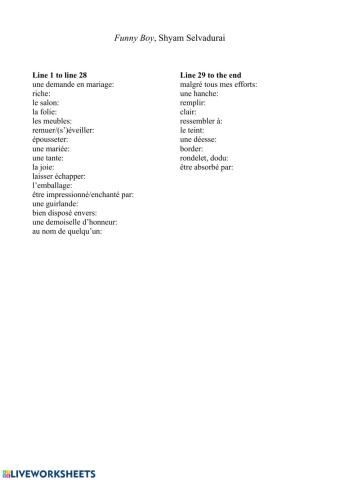 Vocabulary Matching -Funny Boy-