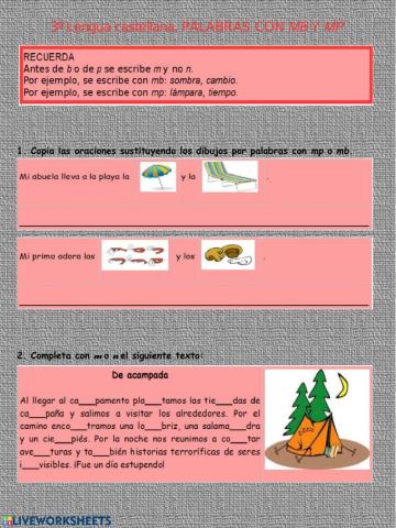 Palabras con mp y mb.