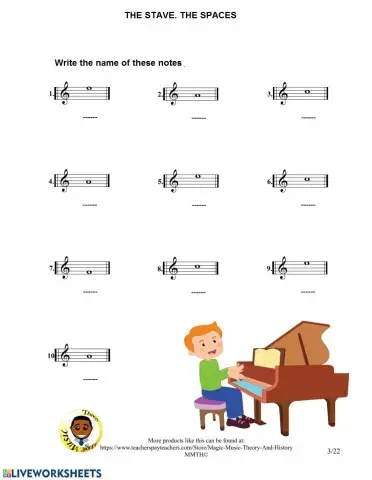 TREBLE CLEF SPACES NOTES
