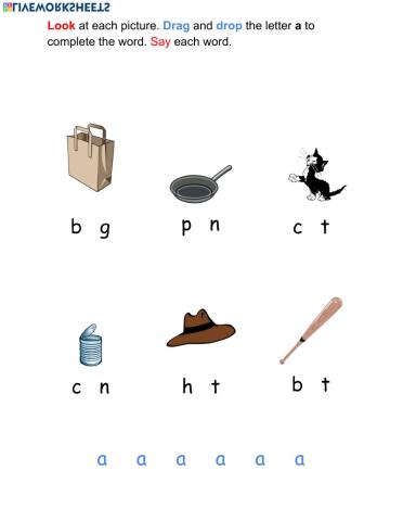 Short letter a words