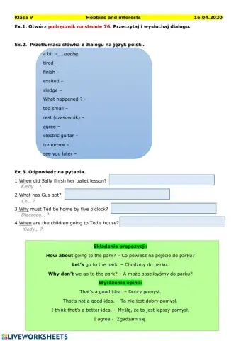 Hobbies and interests