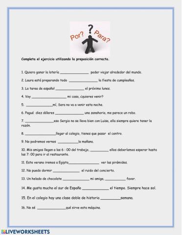 Preposiciones por y para