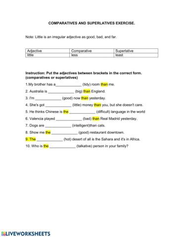 Comparatives and superlatives