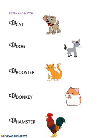 ANIMALS LISTEN AND MATCH
