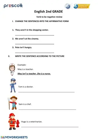 Verb to be negative practice