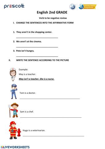 Verb to be negative practice