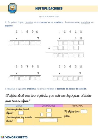 Calculo de multiplicación nº1