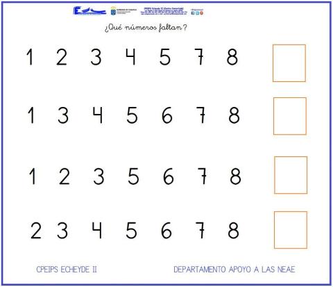 Escribir nº que falta