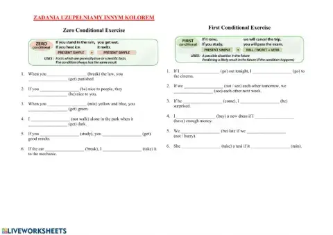 Zero, first and second conditionals practice