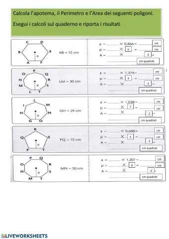 Area poligoni regolari