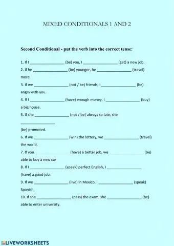 Conditionals type 1 and 2