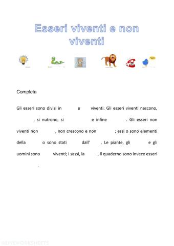 ESSERI VIVENTI E NON VIVENTI