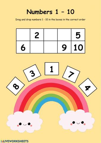 Fill Up The Missing Numbers 1-10 Rainbow