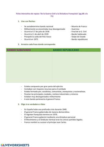 De la Guerra Civil a la Dictadura Franquista