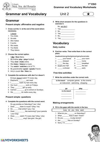 UNIT 2 1º ESO one star