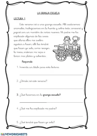 Nuevas minilecturas para trabajar la comprensión lectora. sexta entrega con la temática la granja escuela