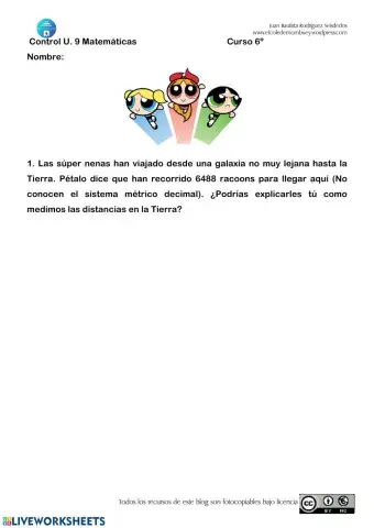 Control de Matemáticas U.9 6º