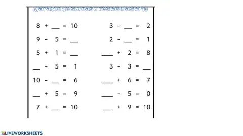 Maratón de sumas y restas hasta 10