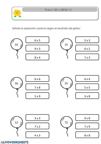 Repaso tablas de multiplicar