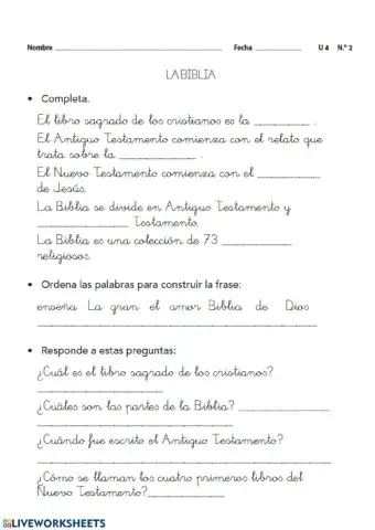 Segunda sesión La Biblia