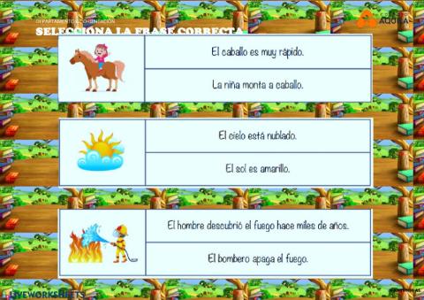 Pincha las frases correctas