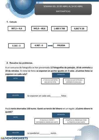 Matematicas del 20 al 24 abril