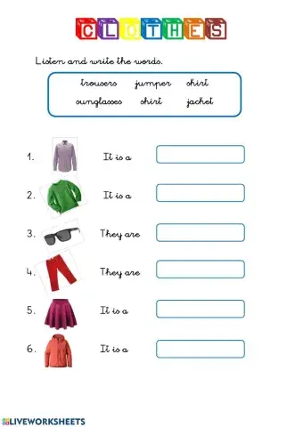 CLOTHES listen and write