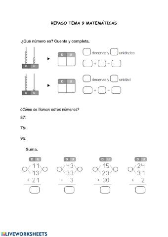 Repaso tema 9 de matemáticas